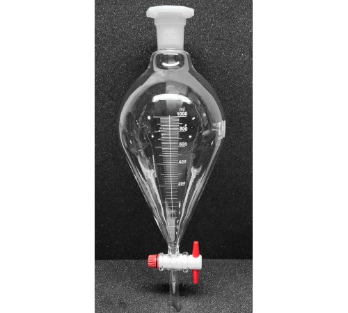 Купить Воронка делительная коническая Lenz 1000 мл, с градуировкой, PTFE кран, стекло