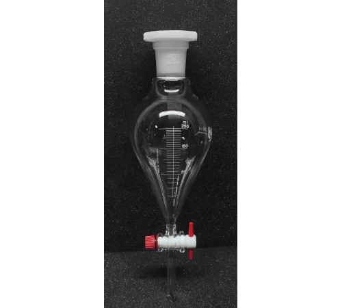 Купить Воронка делительная коническая Lenz 250 мл, с градуировкой, PTFE кран, стекло