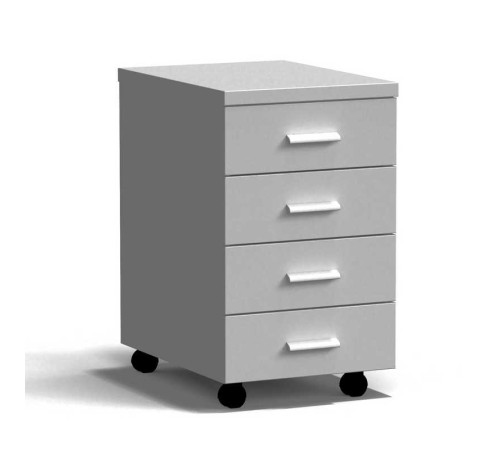 Купить Тумба подкатная 4 ящика 400х540х670 мм, средняя, серый металл - СТАЛЬ
