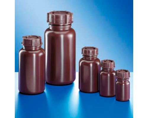 Бутыль Kautex широкогорлая 250 мл, LDPE, круглая, коричневый цвет, с винтовой крышкой