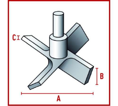 Перемешивающий элемент Bohlender пропеллерный, 4 лопасти, длина 1000 мм, 100 х 20 х 5 мм, PTFE (Артикул C 484-44)