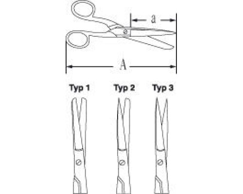 Ножницы Bochem для перевязочного материала, острыеконцы, длина 140 мм, титан