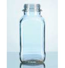 Бутыль DURAN Group 1000 мл, GL60, квадратная, широкогорлая, без крышки и сливного кольца, бесцветное силикатное стекло