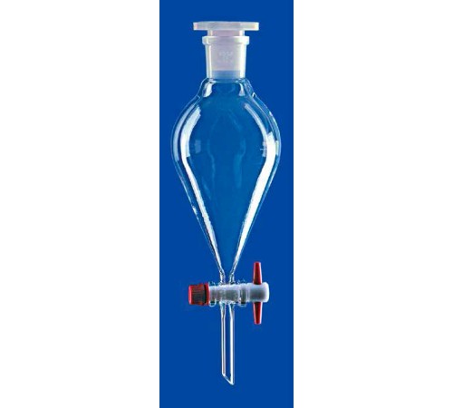 Купить Воронка делительная коническая Lenz 1000 мл, без градуировки, PTFE кран, стекло