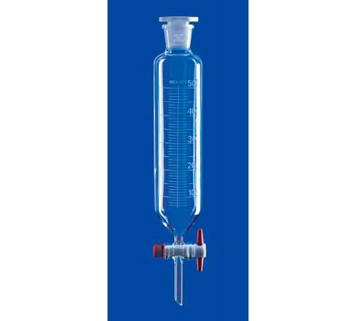 Купить Воронка делительная цилиндрическая Lenz 1000 мл, с градуировкой, PTFE кран, стекло