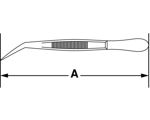 Пинцет Bochem самозахватывающий остроконечный изогнутый с пластиковыми ручками, из хромированной стали, длина 160 мм