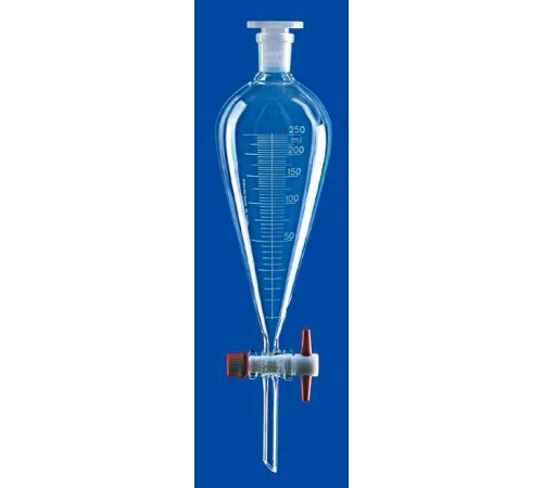 Купить Воронка делительная грушевидная Lenz 2000 мл, с градуировкой, PTFE кран, стекло