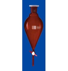 Воронка делительная коническая Lenz 500 мл, без градуировки, PTFE кран, коричневое стекло