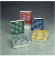 Штатив для хранения криопробирок 1-2 мл, 81 место, поликарбонат, с крышкой, белый с серой вставкой, CryoBox, Nalgene, 24 шт./уп., Thermo FS