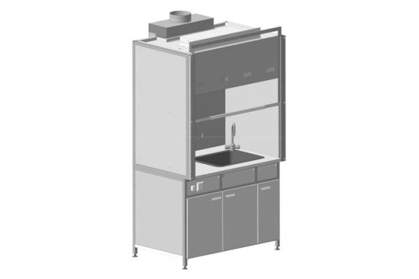 Купить Шкаф вытяжной с мойкой из СП и смесителем 1800х900х2145 мм, LG СМ