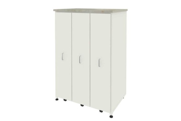 Купить Шкаф 3 выдвижные вертикальные секции 930x630x1350 (замки на 3 секции) ламинат серый, серый металл