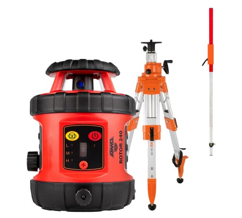 Комплект: ротационный нивелир AMO ROTOR 240 с калибровкой + штатив RGK SH-170 рейка RGK LR-2