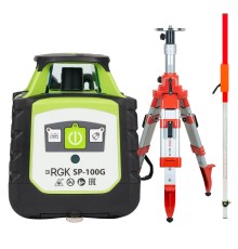 Комплект: ротационный нивелир RGK SP-100G с калибровкой + штатив RGK SH-170 рейка RGK LR-2