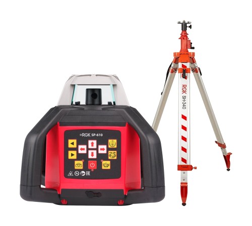 Купить Комплект: ротационный нивелир RGK SP-610 с калибровкой + элевационный штатив RGK SH-340