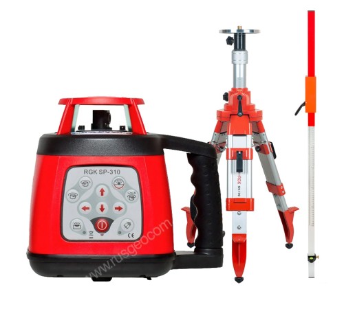 Комплект: ротационный нивелир RGK SP-310 с калибровкой + штатив RGK SH-170 рейка RGK LR-2