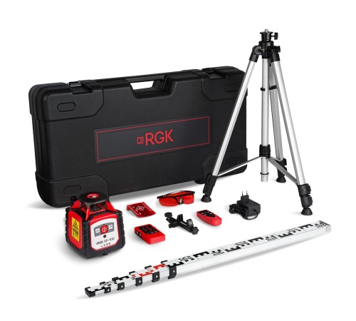 Комплект ротационного нивелира с элевационным штативом RGK SP-100 COMBO с калибровкой