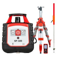 Комплект: ротационный нивелир RGK SP-100 + элевационный штатив RGK SH-170 + рейка RGK LR-2 + дальномер RGK DL100