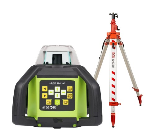 Купить Комплект: ротационный нивелир RGK SP-610G с калибровкой + элевационный штатив RGK SH-340