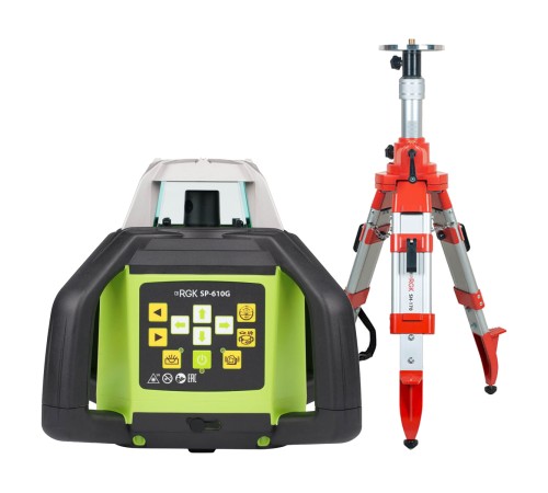 Купить Комплект: ротационный нивелир RGK SP-610G с калибровкой + элевационный штатив RGK SH-170
