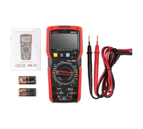 Комплект мультиметра RGK DM-20 и рулетка AMO R303